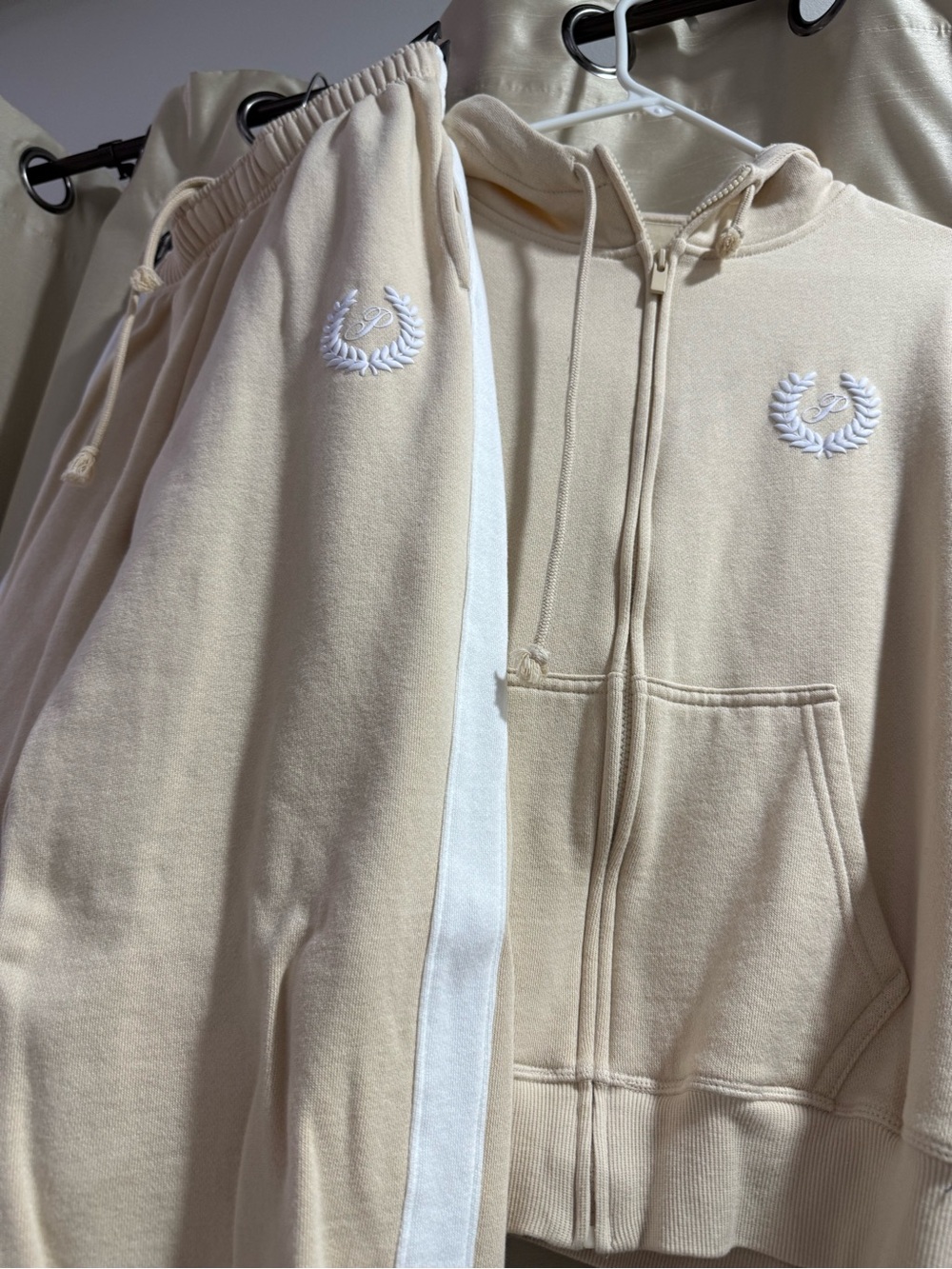 PINK Victoria's Secret Cream Track Jacket & Joggers Set